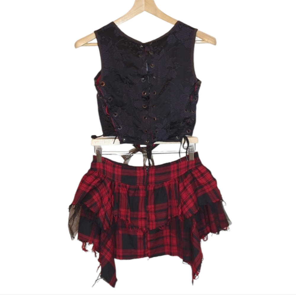 Hot Topic Red and Black Plaid Corset Dress - Picture 2 of 12
